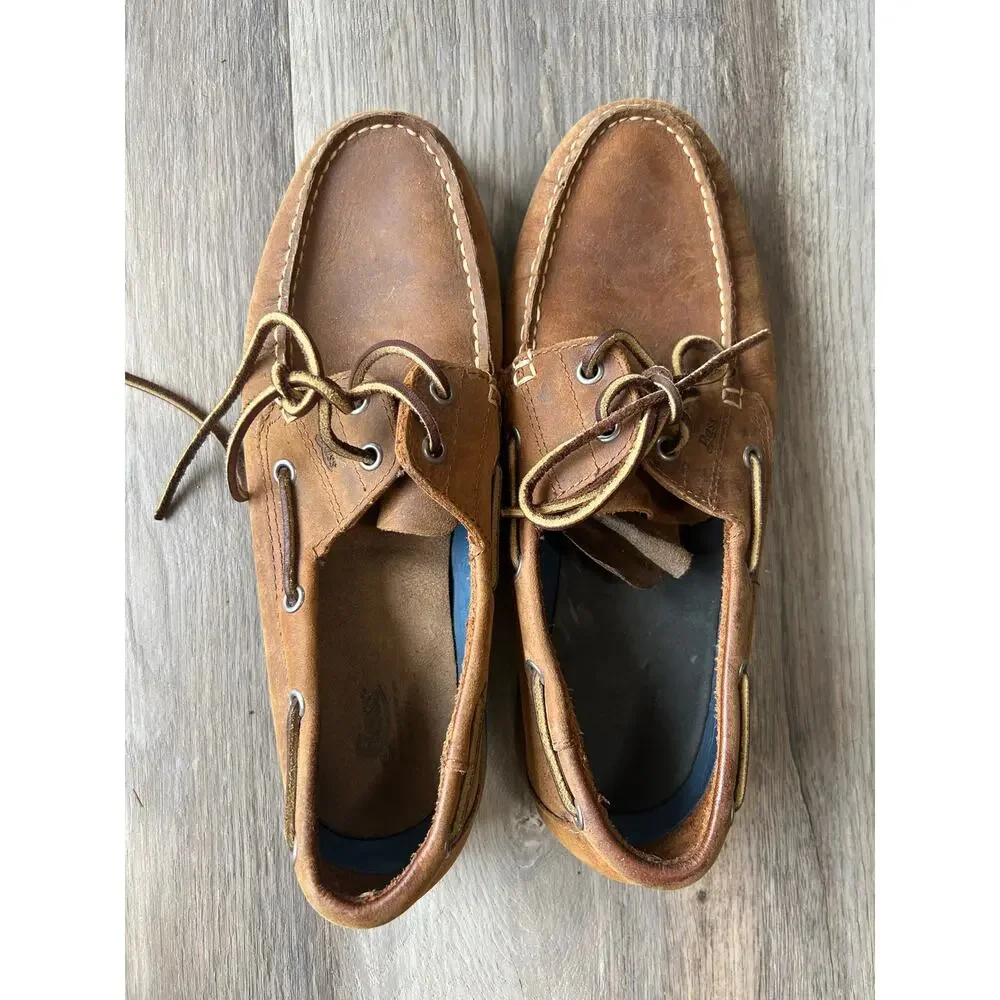 G.H. Bass Seafarer Men’s Leather Boat TanBrown ClassicDeck Shoes preppy nautical